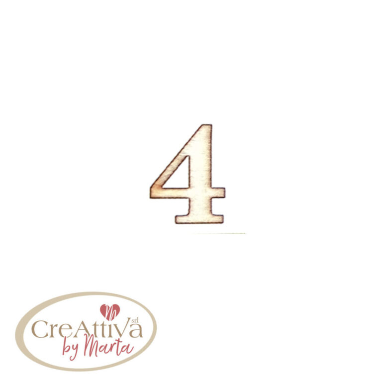 UN FOGLIO DA 16 NUMERO "4" IN LEGNO ADESIVO 1,5CM - 78LALF0400