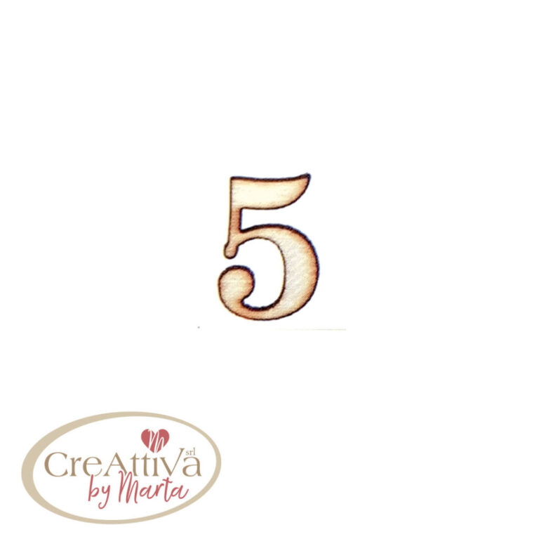 UN FOGLIO DA 16 NUMERO "5" IN LEGNO ADESIVO 1,5CM - 78LALF0500
