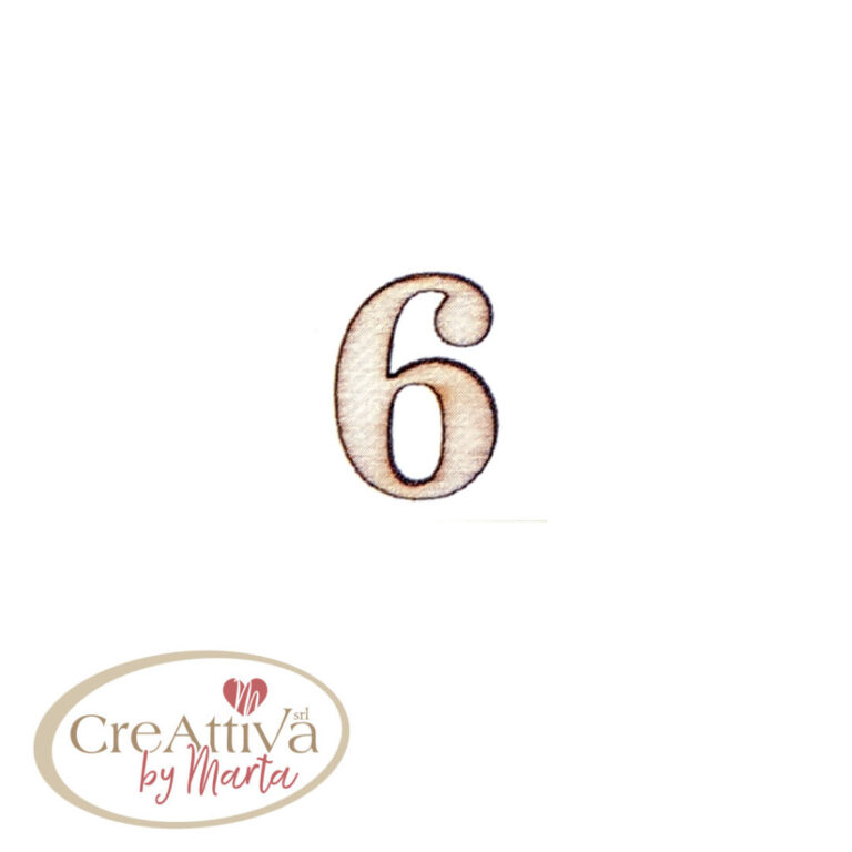 UN FOGLIO DA 16 NUMERO "6" IN LEGNO ADESIVO 1,5CM - 78LALF0600
