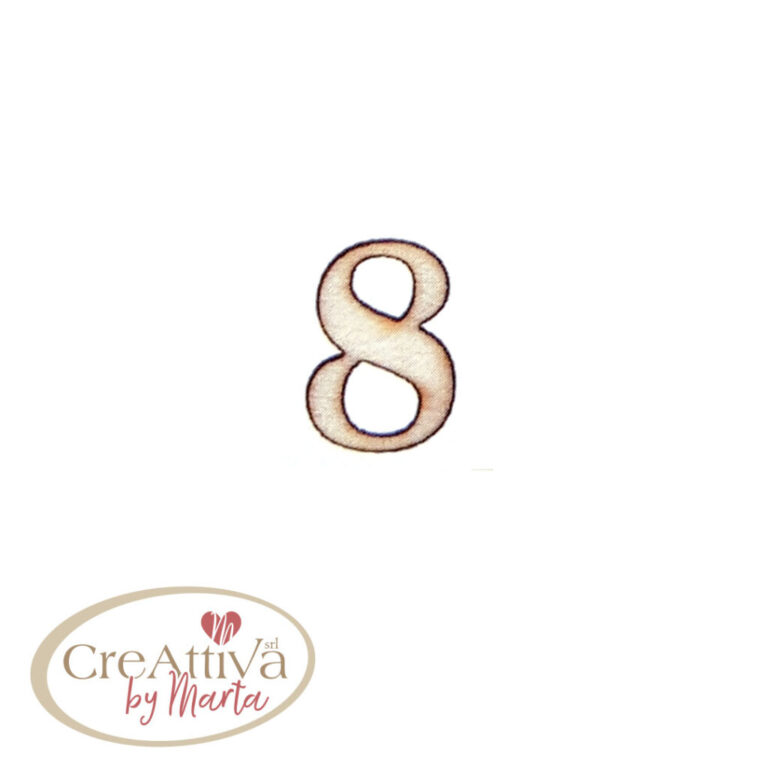 UN FOGLIO DA 16 NUMERO "8" IN LEGNO ADESIVO 1,5CM - 78LALF0800