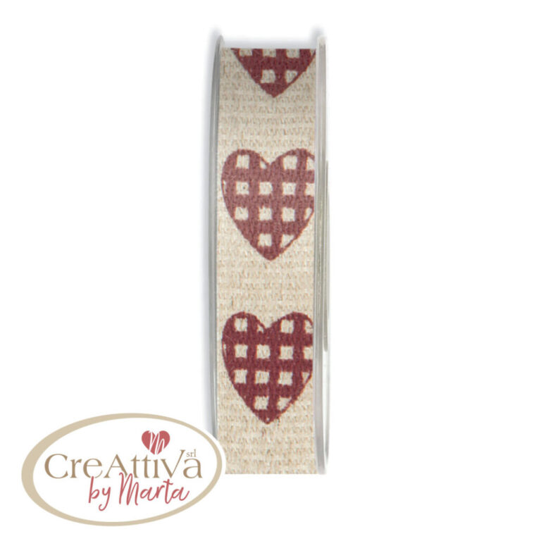 Nastro Cotone Cuori  Quadretto H1,5Cm