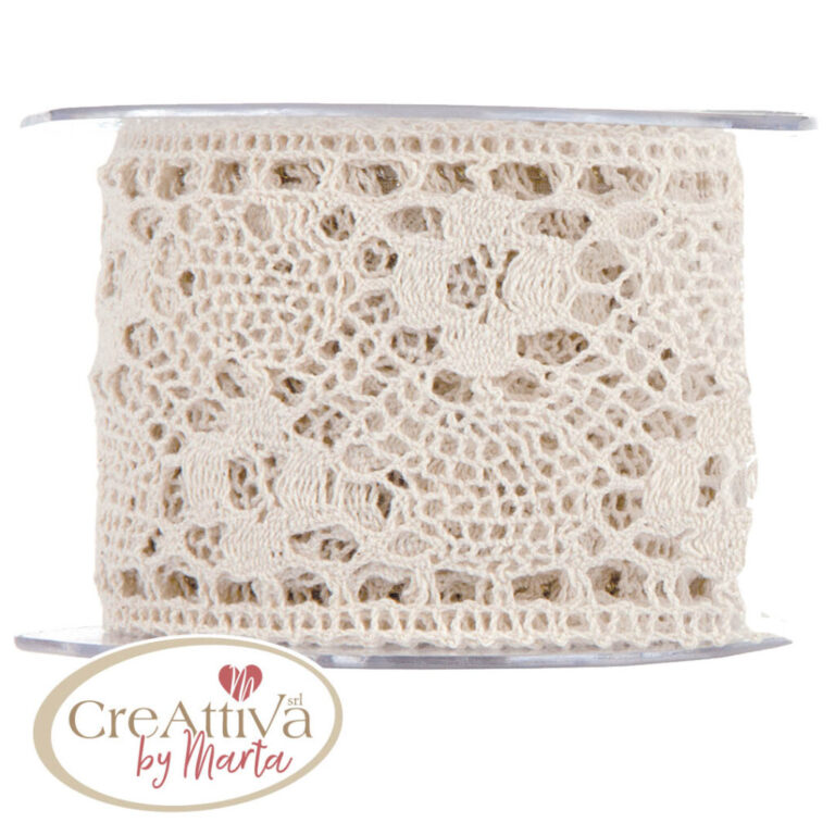 Nastro Di Cotone Pizzo Merletto H 7,5Cm