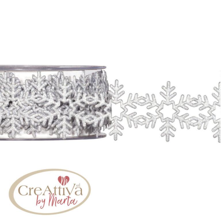 Passamaneria Adesiva  Fiocchi Di Neve Glitter 3,6Cm – 78Nas123