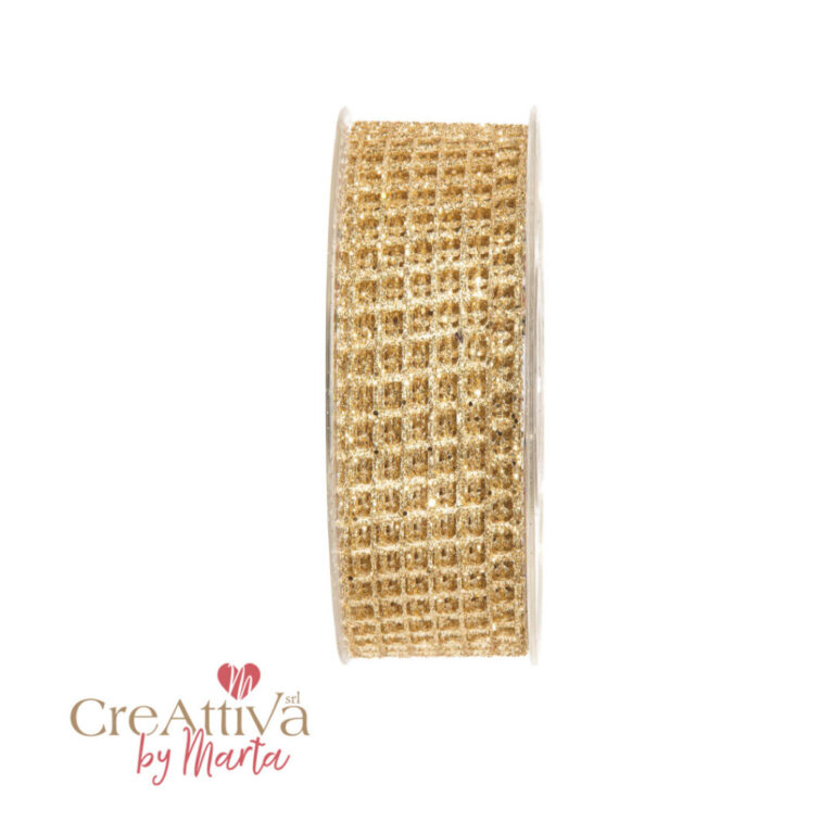 1 Metro Di Nastro Rete Glitter Oro H4Cm – 78Nas311
