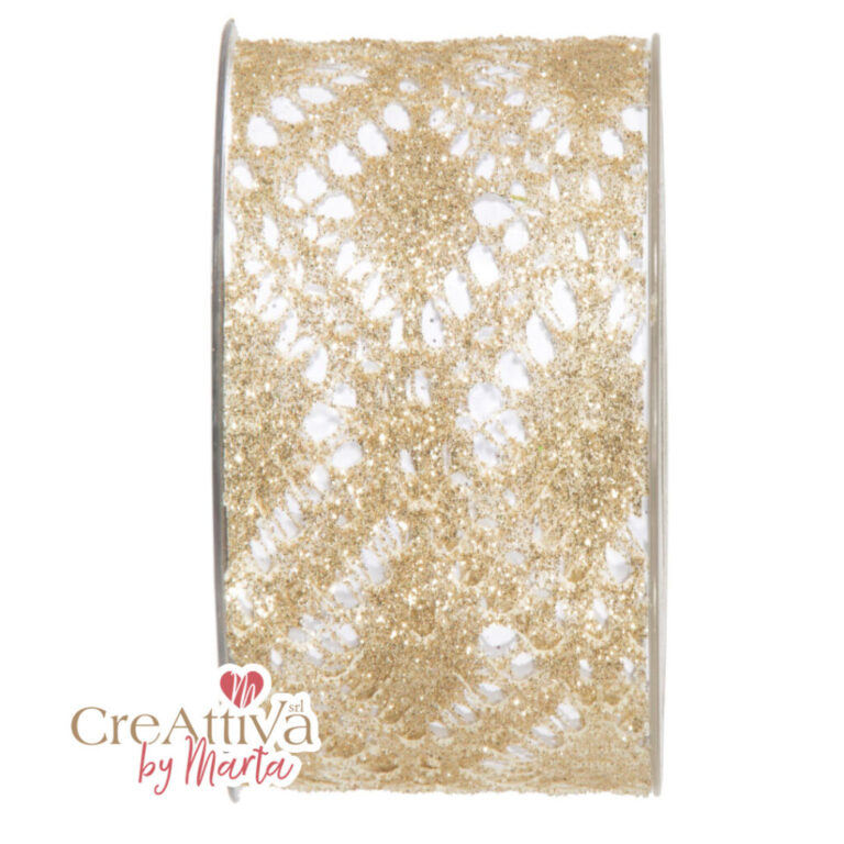 1 Metro Di Nastro Animato Pizzo Glitter Oro H6,3Cm – 78Nas315