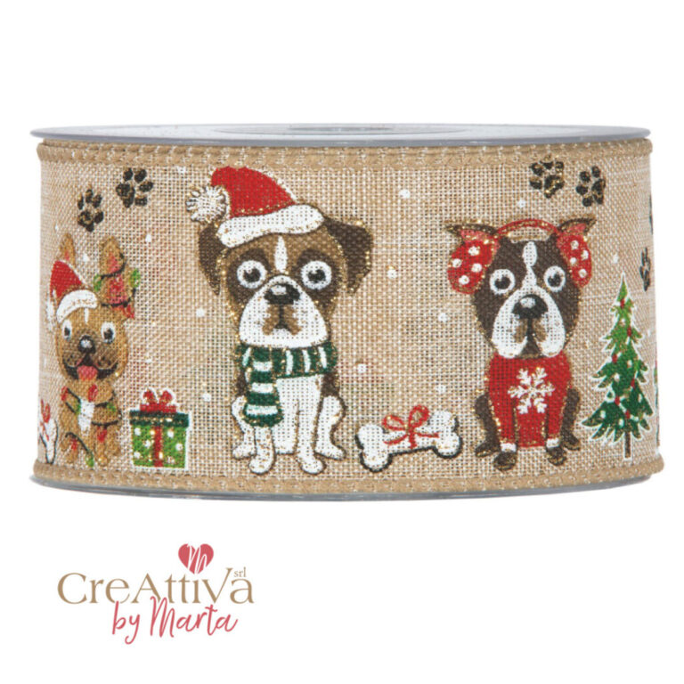 1 Metro Di Nastro Cani Natale H6,3Cm – 78Nas324