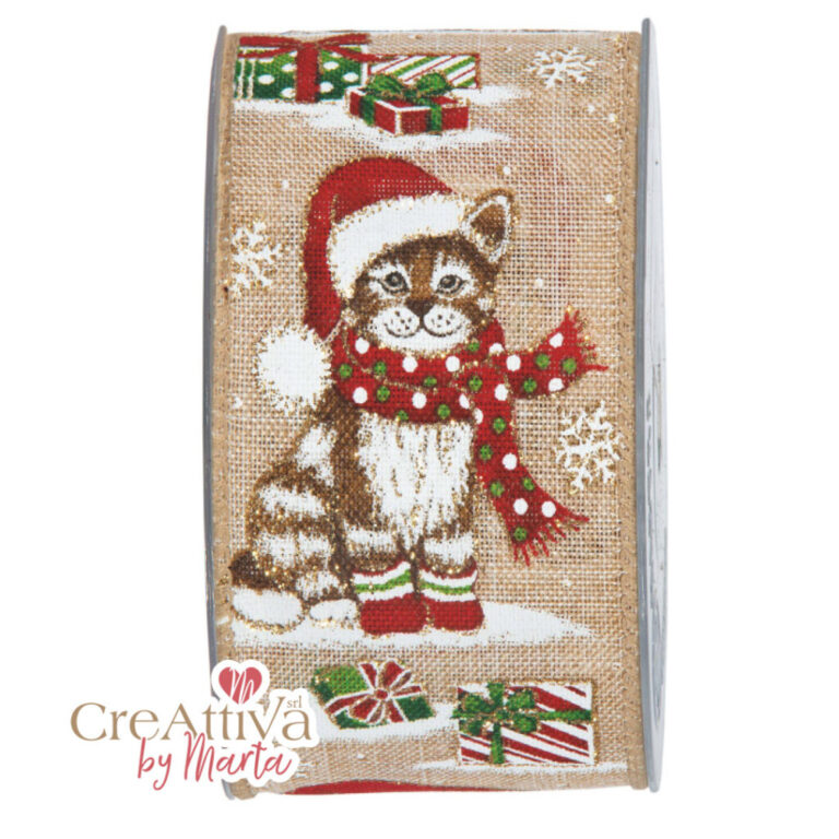 1 Metro Di Nastro Gatto Natale H6,3Cm – 78Nas327