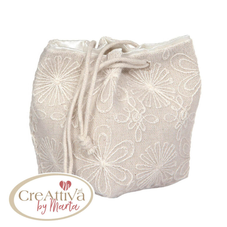4 Pz. Sacchetto Ricamato A Fiori Pizzo 6Xh9Cm – 78Sac022