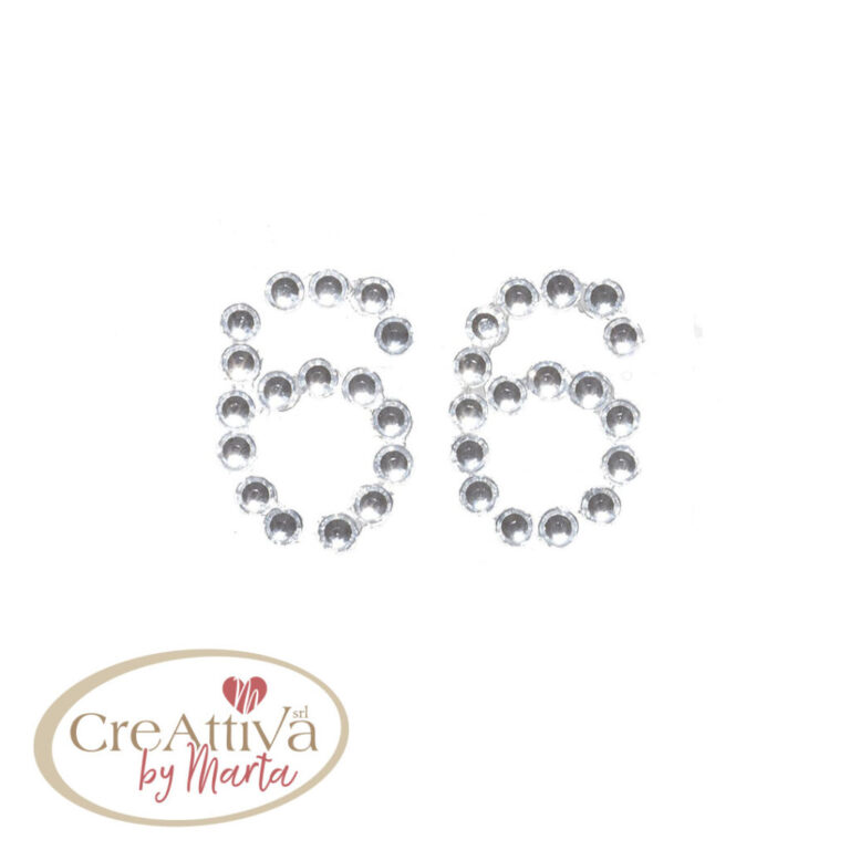 FOGLIO 25PZ NUMERO " 6" DA 20MM ADESIVI CRYSTAL