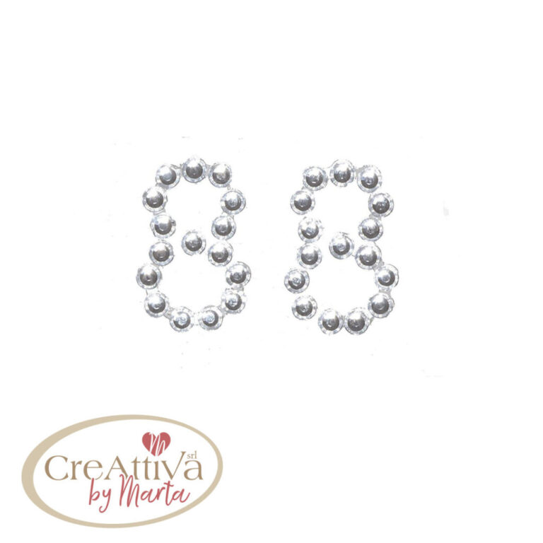FOGLIO 25PZ NUMERO " 8" DA 20MM ADESIVI CRYSTAL
