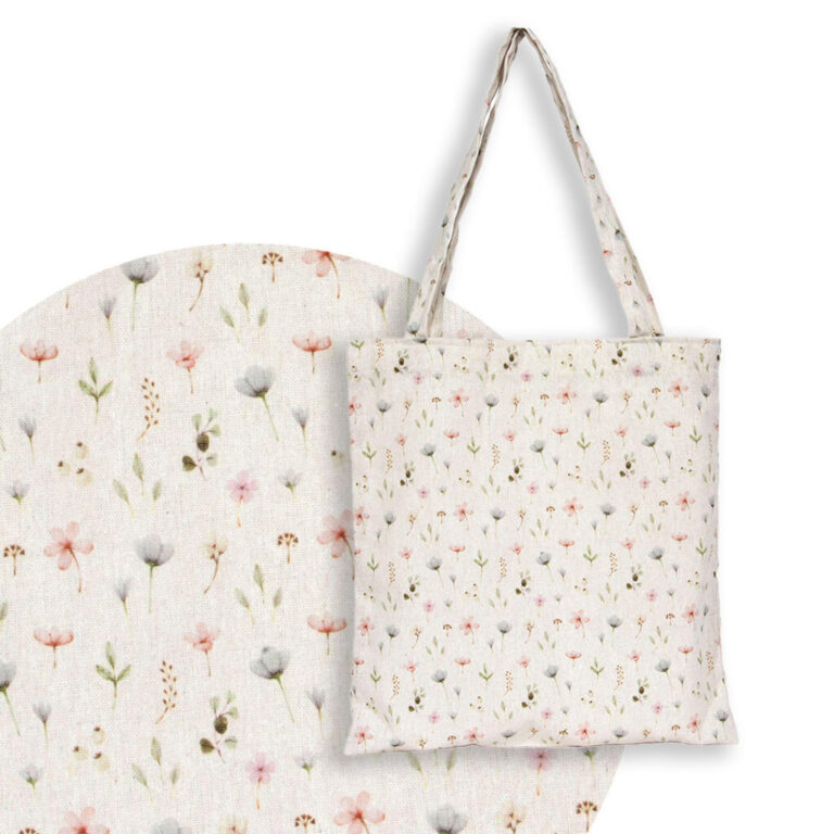 SHOPPER IN COTONE CON FIORI DELICATI 38 X H42 CM CIRCA - 78BORS04