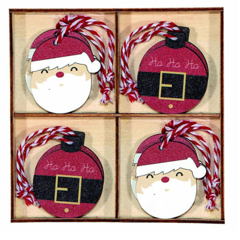 8 Decorazioni Miste Palle Di Natale E Babbo In Legno Diametro 4,5Cm – 78Dec261