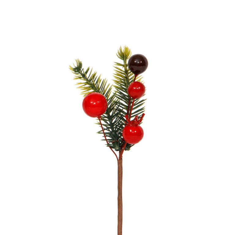 Rametto Di Pino Con Ribes Rossi H 13,5Cm – 78Dec265