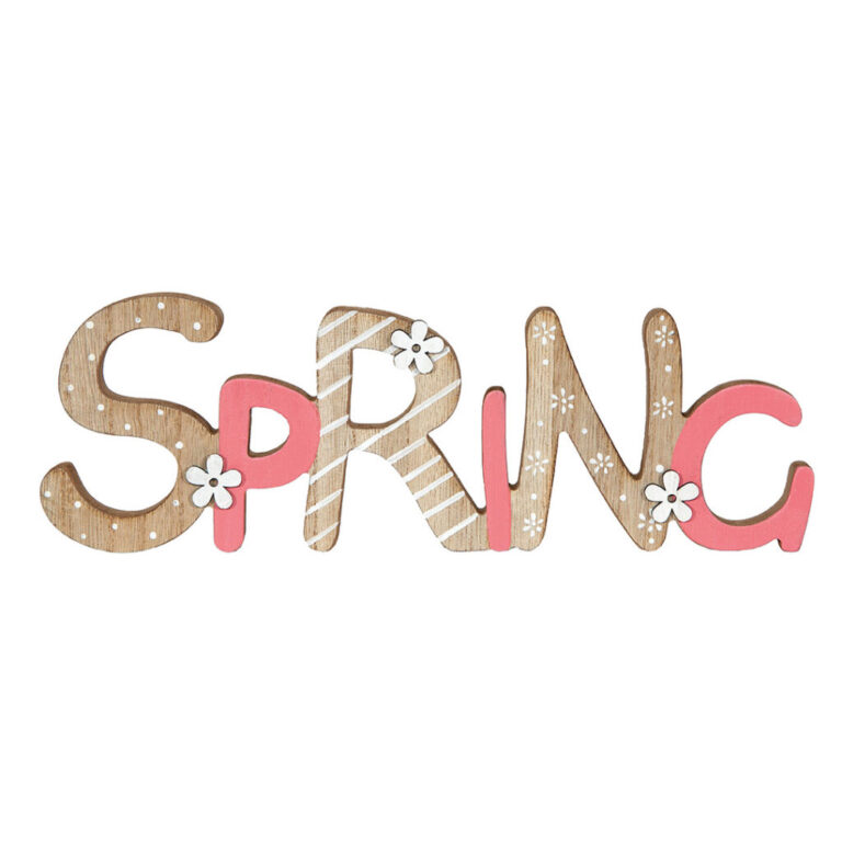 Scritta In Legno “Spring” Stampata A Colori 30 X 2,2X H10,2 Cm- 78Dec276