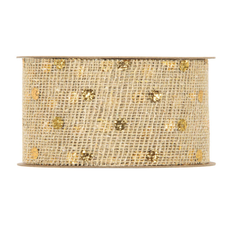 Rotolo 20 Mt Nastro In Juta Con Poise Laminati Oro H.6,3Cm – 78Nas377
