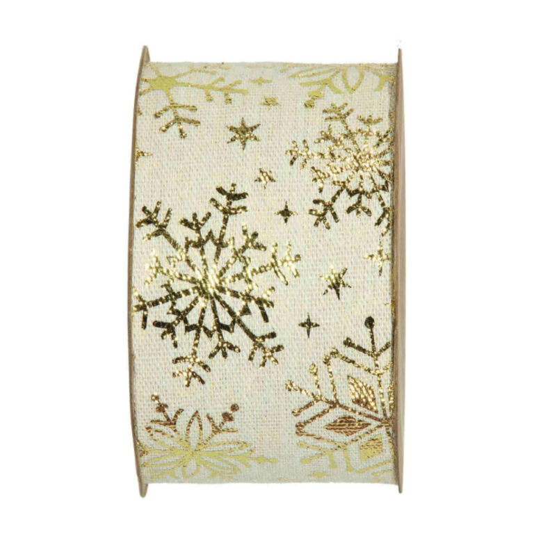 1 Metro Nastro Canva Fiocchi Di Neve Oro H.6,3Cm – 78Nas383