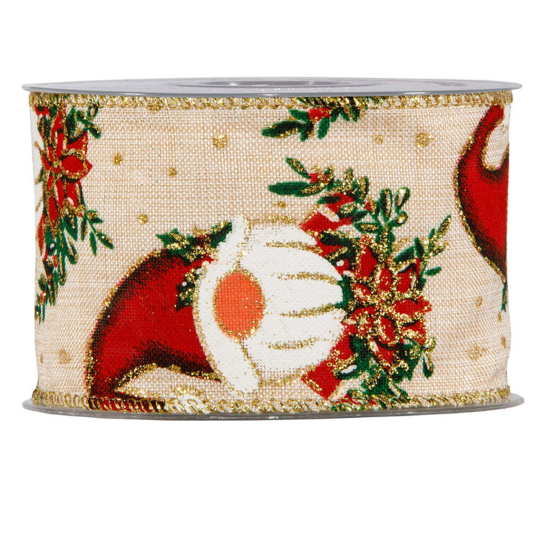 1 Metro Di Nastro Animato Con Babbo Natale E Ghirlanda H6,3Cm – 78Nas427