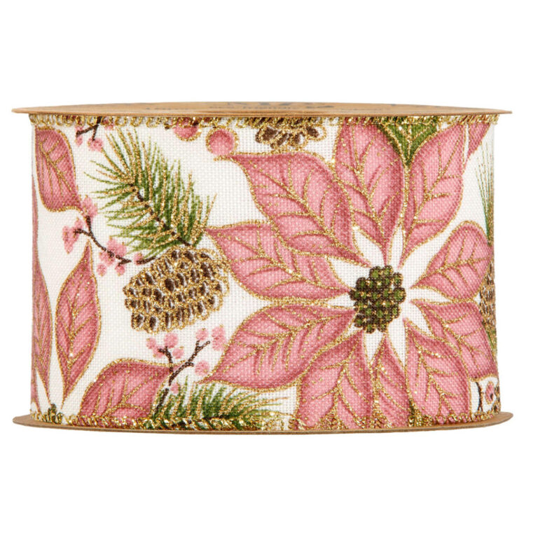 1 Metro Di Nastro Animato Con Stelle Di Natale Rosa H6,3Cm – 78Nas428