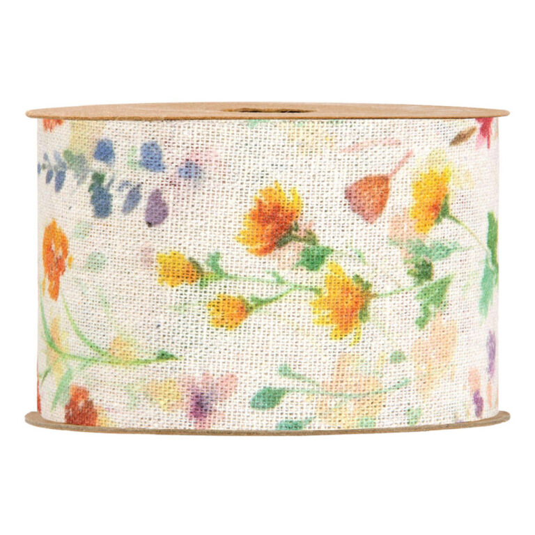 1 Metro Di Nastro Con Fiori Multicolor H6,3Cm