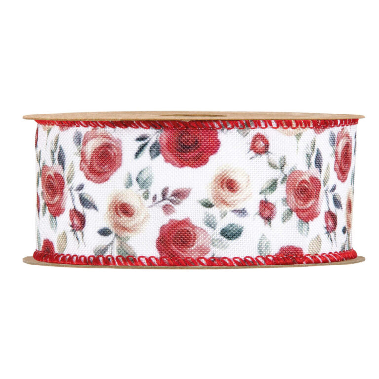 1 Metro Di Nastro Con Rose Animato H4 Cm