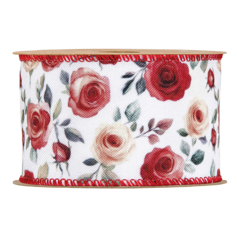 1 Metro Di Nastro Con Rose Animato H6,3 Cm