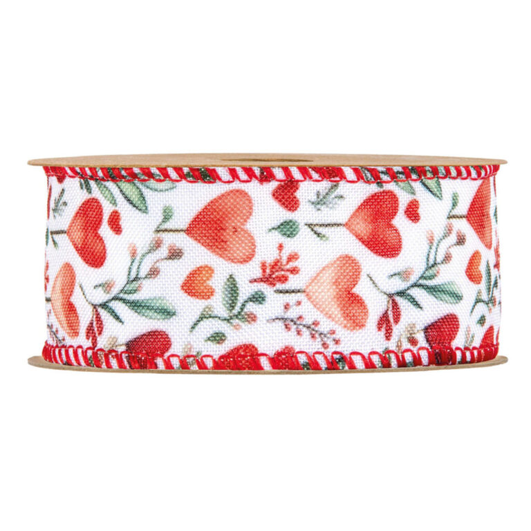 1 Metro Di Nastro Con Cuori E Fiori H4 Cm
