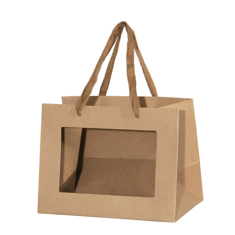 Sacchetto In Cartoncino Avana Con Finestra Acetato 18 X H13,5 X 11 Xm – 78Sac032
