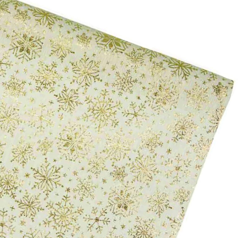 1 METRO DI TESSUTO CANVA FIOCCHI DI NEVE ORO H.48CM - 78TES046