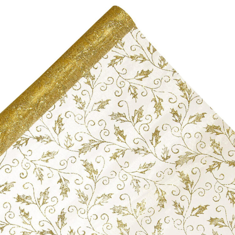 Organza Con Foglie Oro H72Cmx1Mt Circa – 78Tes059