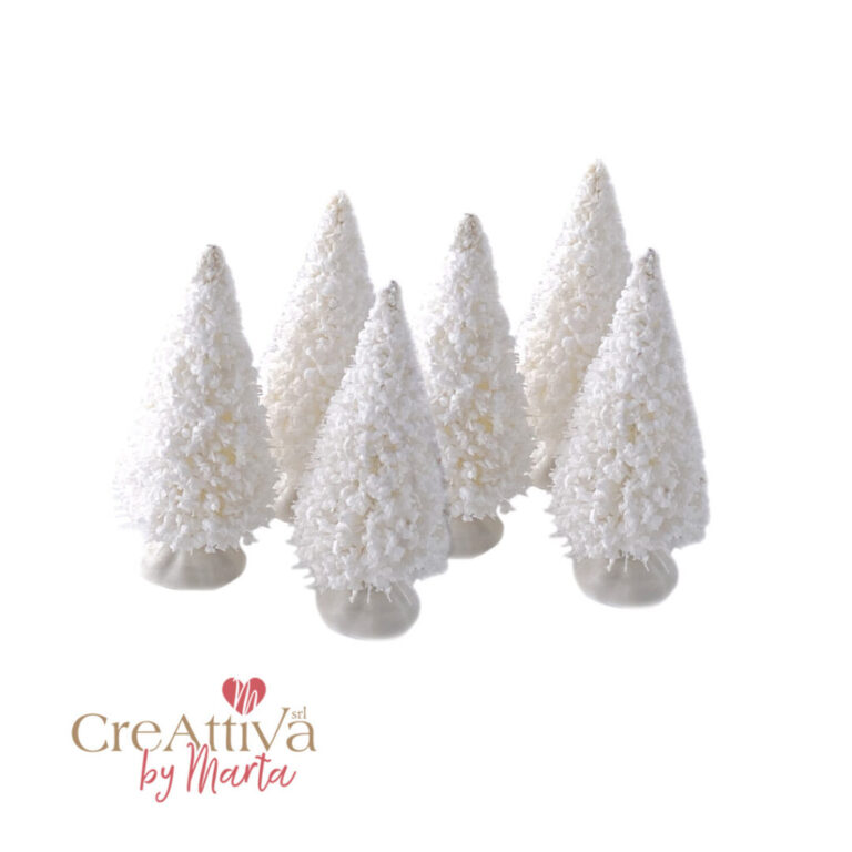 Set 6 Alberi Innevati Bianchi 6Cm – 91Dec136