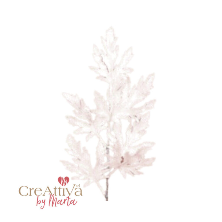 Ramo Foglie Glitter Bianche H47Cm – 91Dec201