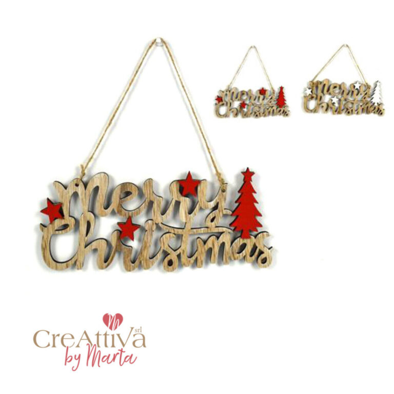 Scritta Merry Christmas In Legno 20Xh9Cm – 91Dec223