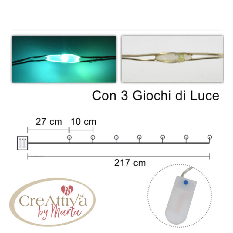 20 Led Luce Multicolor 200Cm Alim. Picc. Batteria Compr. 3 Giochi Di Luce Certificata – 91Luc00500