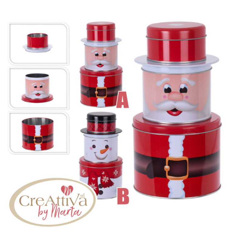 Set 3 Contenitori Latta Figure Natalizie Assortite – 93Dec27300