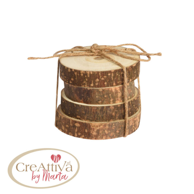 SET 4 DISCHI DI LEGNO NATURALE 10X2CM CIRCA - 93DEC30300
