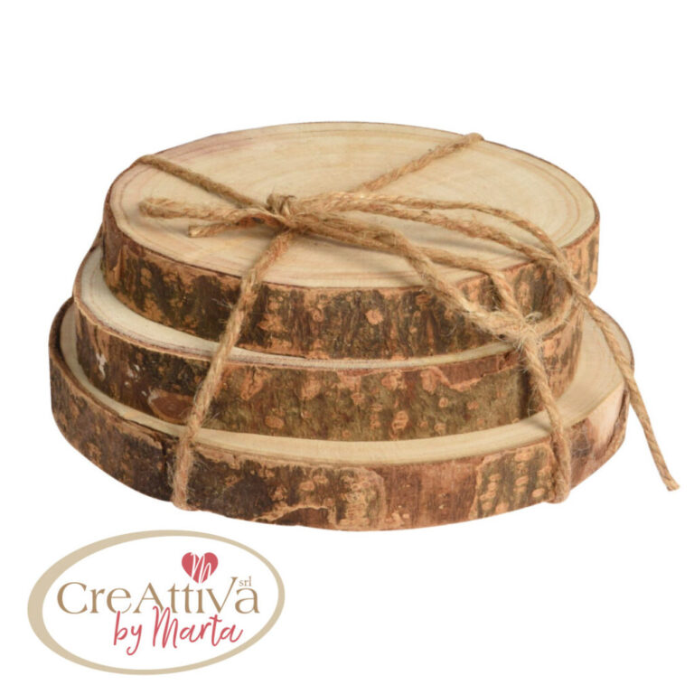 SET 3 DISCHI DI LEGNO NATURALE 15X2CM CIRCA - 93DEC30400
