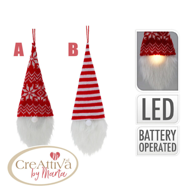 Decorazione Pendente Gnomo 26Cm Naso Con Luce Led – 93Dec31900