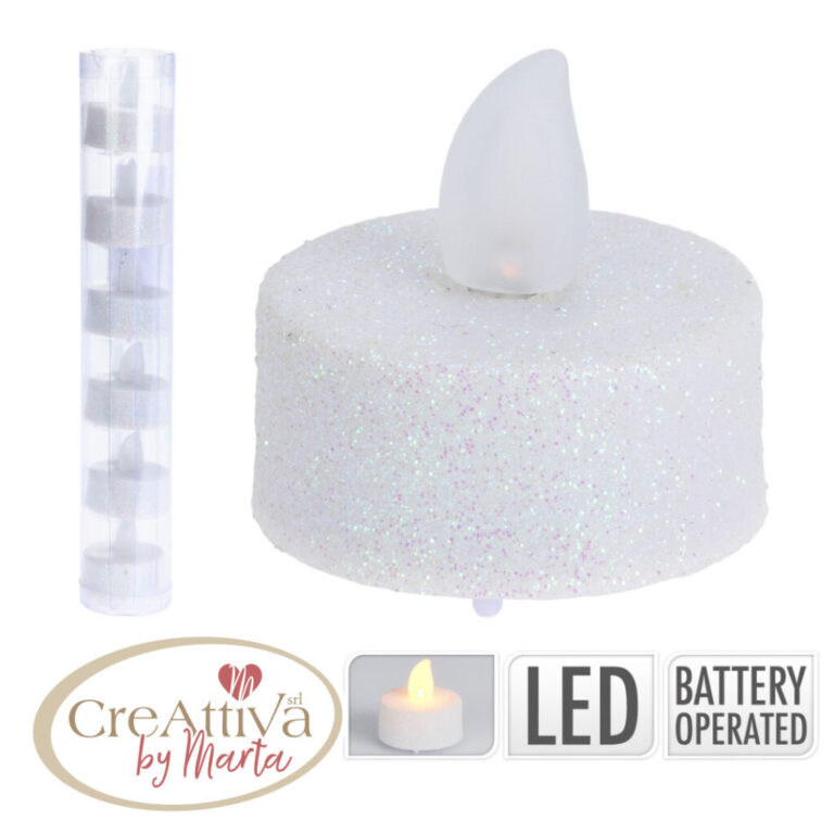 Set 6 Tea-Light Glitterate Con Batteria – 93Luci3100