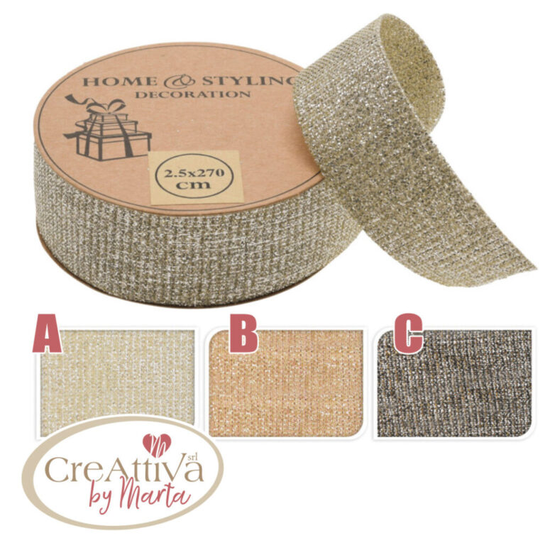 Rotolo Nastro Glitter 270Cm H.2,5Cm Col. Assortiti – 93Nas00800