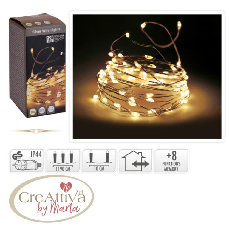 Luci 120 Microled Bianco Caldo Esterno/Interno Con 8 Giochi Di Luce- 93Luci4500