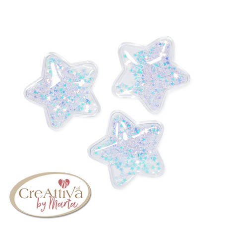 SET 6 STELLE GOMMOSE CON POLVERE STELLATA 5CM