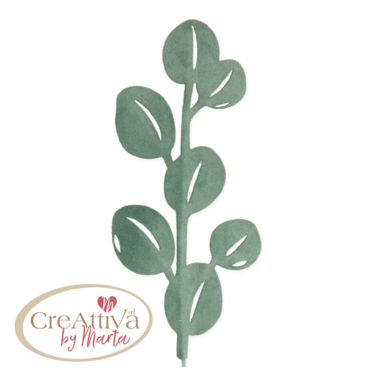 SET 3 PZ FOGLIA DI EUCALYPTUS IN VELLUTO CINIGLIATO 9,5X21CM - 97DEC10900