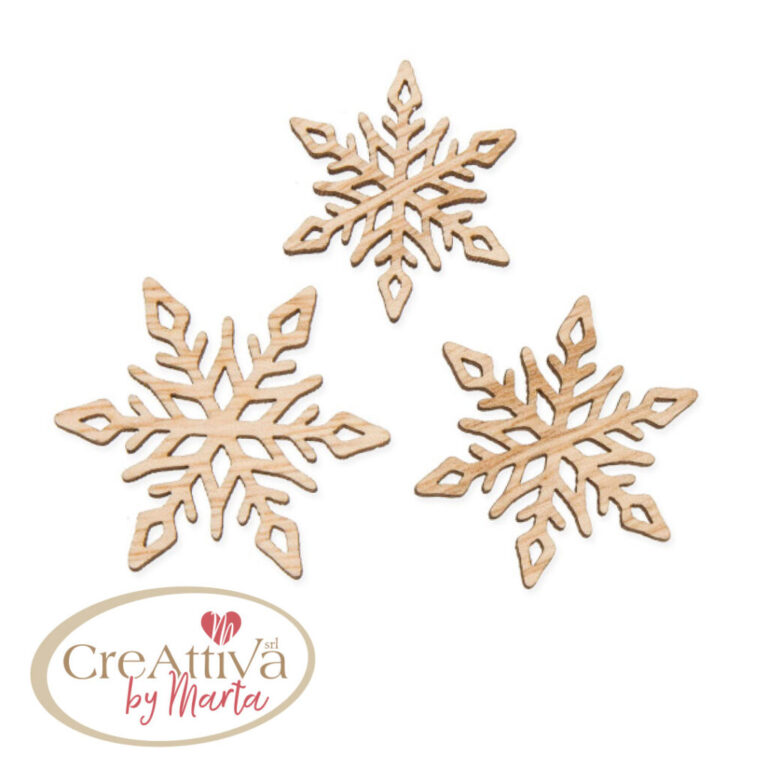 Set 12 Fiocchi Di Neve In Legno Glitter 3,5-4-4,5Cm – 97Dec11800
