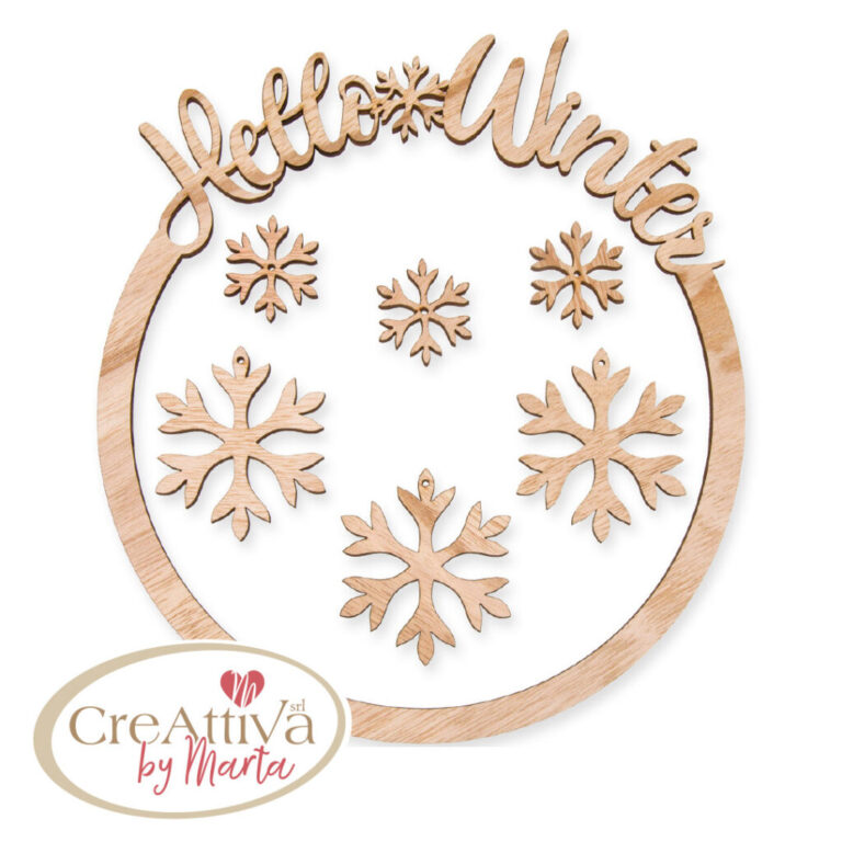 Ghirlanda In Legno Con Scritta Hello Winter E Fiocchi Di Neve 26,5Cm- 97Dec12100