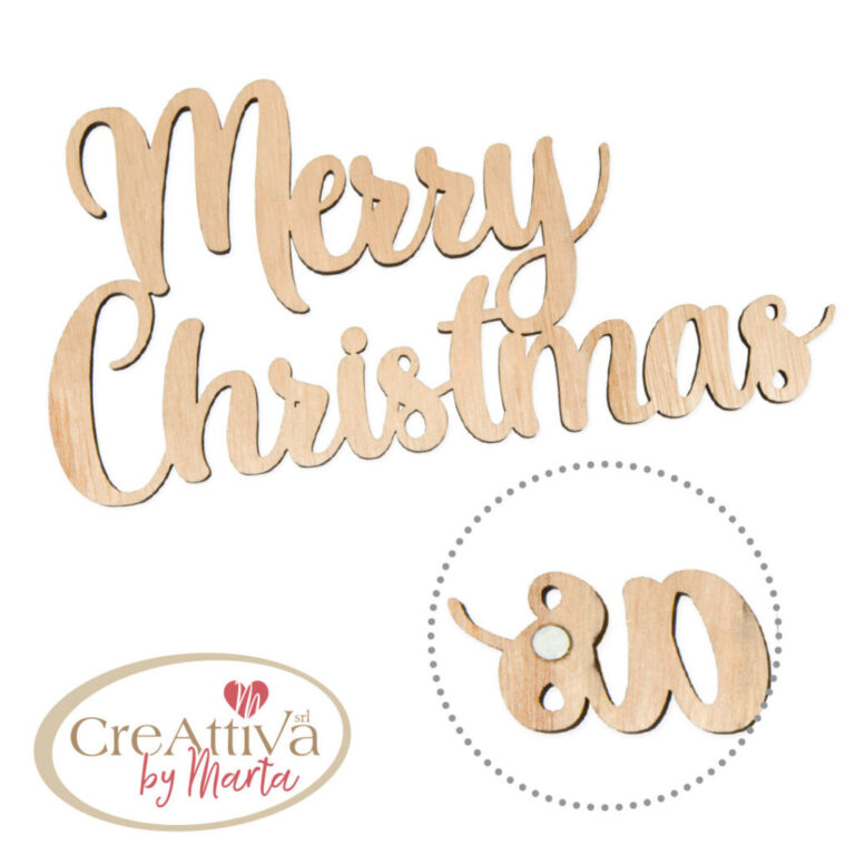 Scritta Merry Christmas Legno Con Calamite 14X27,5Cm- 97Dec12800