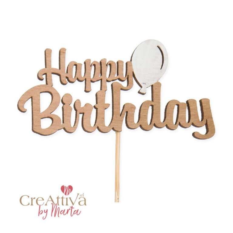 Scritta In Legno Happy Birthday 12X6Cm – 97Dec13500
