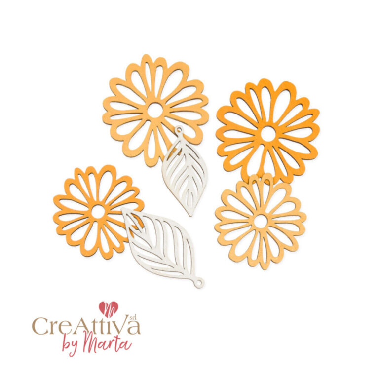 Set 6Pz Fiori E Foglie In Legno 5Cm – 97Dec13600
