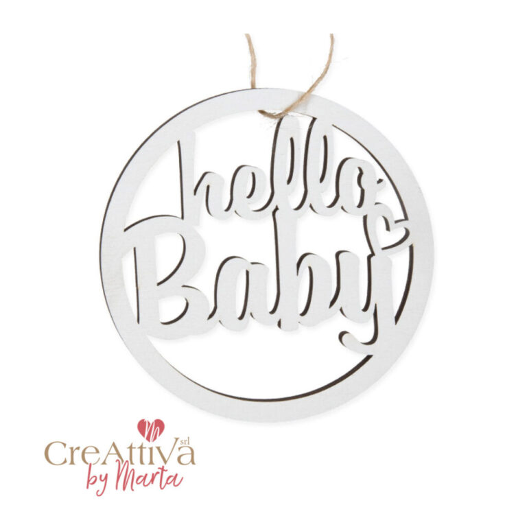 Decorazione In Legno Hello Baby 9Cm – 97Dec13900