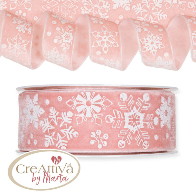 Nastro Velluto Fiocchi Di Neve Bianchi H.3,8Cm