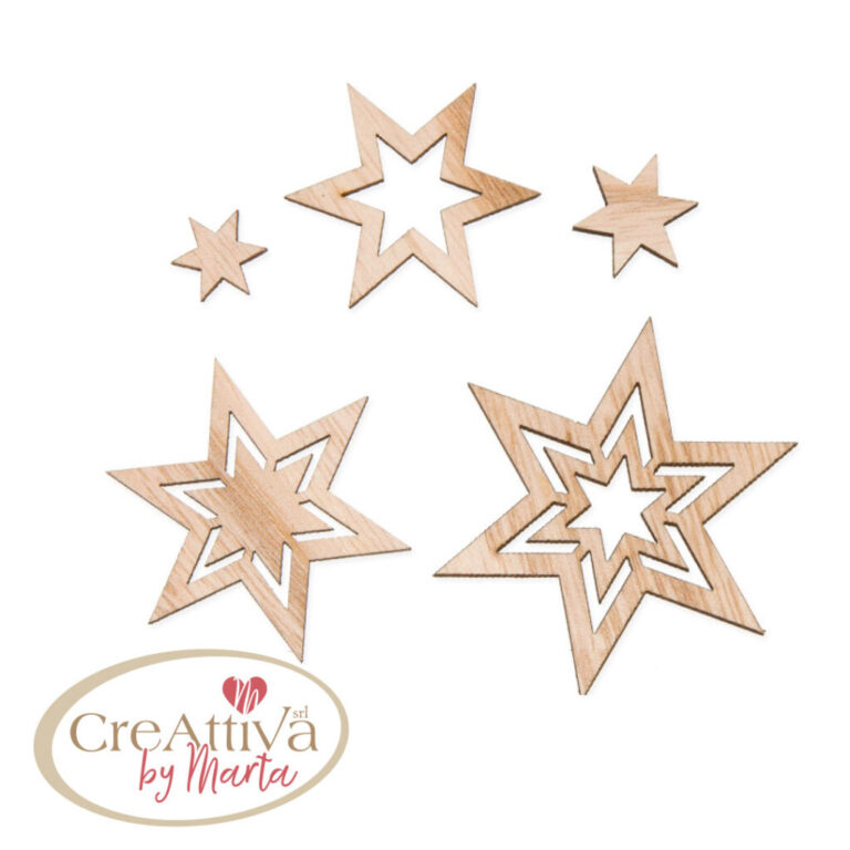 Set 20 Stelline In Legno 5 Misure Da 1,5 A 6Cm – 97Dec11900